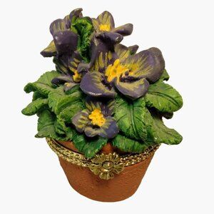 Flower Pot Trinket Box  Mini Pansy Thinking Of You Message 1999 Papel